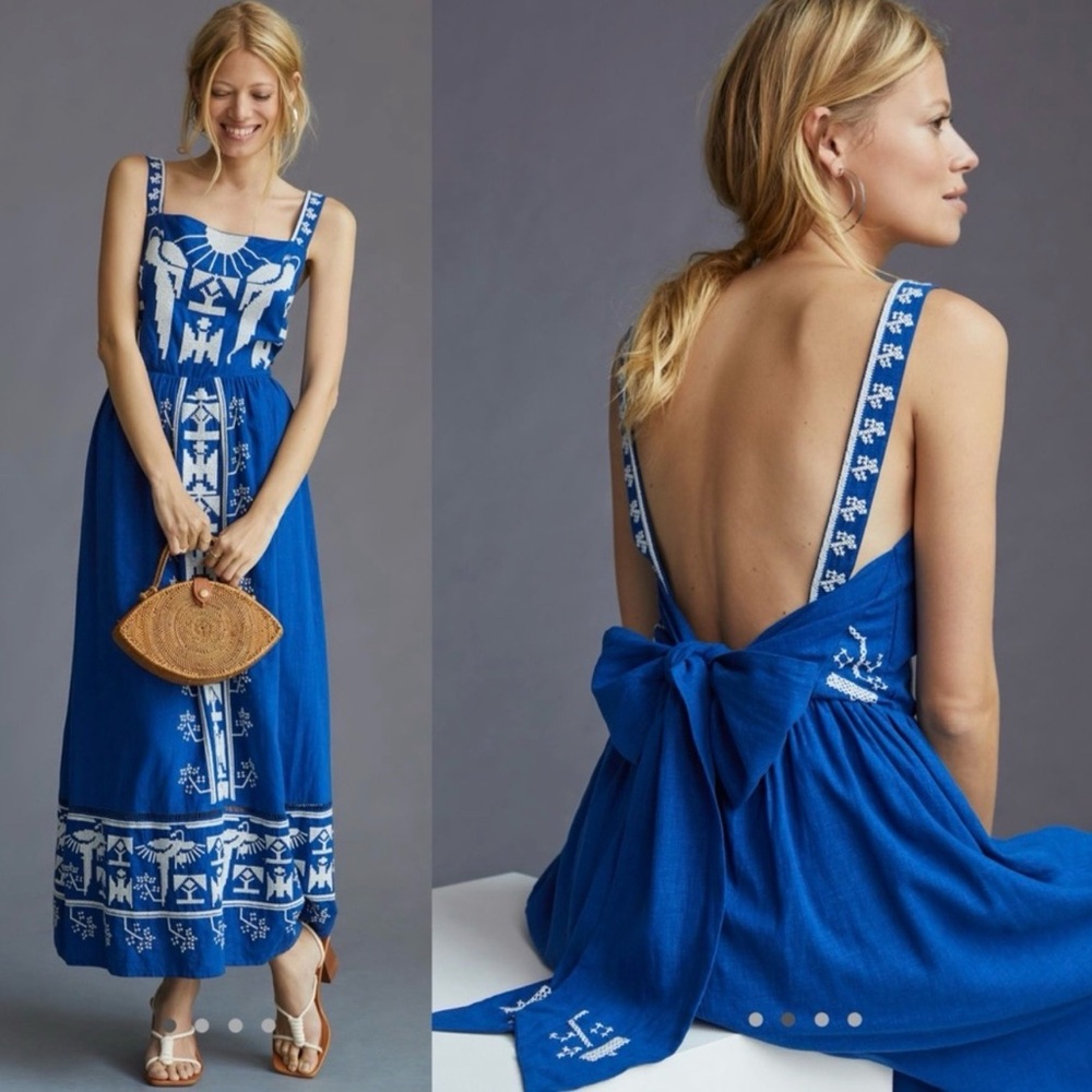 Farm rio macaw dress - Navy blue. EUC